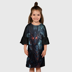 Платье клеш для девочки Древний пещерный дракон символ 2024, цвет: 3D-принт — фото 2