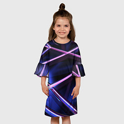 Платье клеш для девочки Фиолетовая геометрическая абстракция, цвет: 3D-принт — фото 2