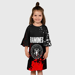 Платье клеш для девочки Ramones краски метал группа, цвет: 3D-принт — фото 2