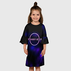 Платье клеш для девочки Starfield тёмное небо из игры, цвет: 3D-принт — фото 2