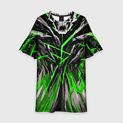 Платье клеш для девочки Череп и зелёные полосы, цвет: 3D-принт