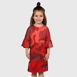 Платье клеш для девочки Красный камуфляж крупный, цвет: 3D-принт — фото 2