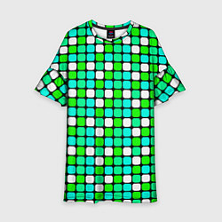 Детское платье Зелёные и белые квадраты