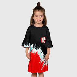Платье клеш для девочки Roblox краски текстура, цвет: 3D-принт — фото 2