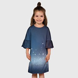 Платье клеш для девочки Серебристые блёстки на синем фоне - нейросеть, цвет: 3D-принт — фото 2