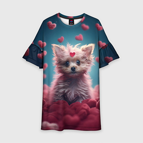 Детское платье Милый щенок в сердечках / 3D-принт – фото 1