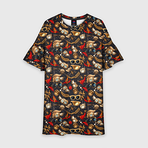 Детское платье Паттерн из красных абстрактных очков / 3D-принт – фото 1