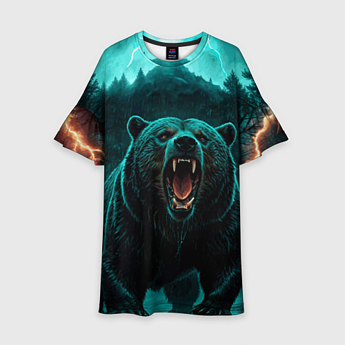 Детское платье Царь тайги - медведь молнии / 3D-принт – фото 1