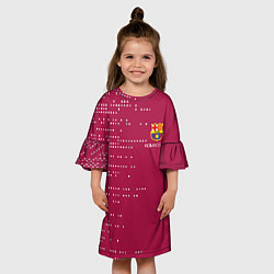 Платье клеш для девочки Футбольный клуб Барселона - бордовый, цвет: 3D-принт — фото 2