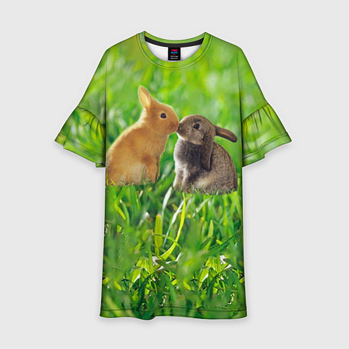 Детское платье Кролики в траве / 3D-принт – фото 1