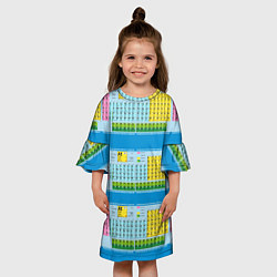 Платье клеш для девочки Узор из таблицы Менделеева, цвет: 3D-принт — фото 2