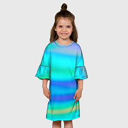 Платье клеш для девочки Неоновые мягкие полосы через матовое стекло, цвет: 3D-принт — фото 2