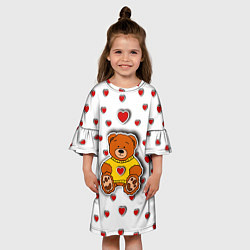 Платье клеш для девочки Стикер наклейка мишка и сердце объемный рисунок, цвет: 3D-принт — фото 2