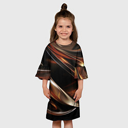 Платье клеш для девочки Изогнутая шоколадная абстракция, цвет: 3D-принт — фото 2