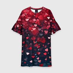 Платье клеш для девочки Гранатовые сердечки, цвет: 3D-принт