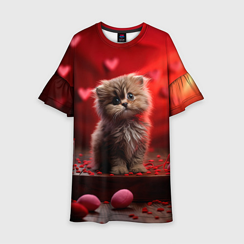 Детское платье 14 февраля влюбленный котик / 3D-принт – фото 1