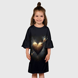 Платье клеш для девочки Золотое сердце - стрела, цвет: 3D-принт — фото 2