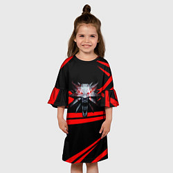 Платье клеш для девочки Ведьмак дикая охота лого линии, цвет: 3D-принт — фото 2