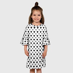 Платье клеш для девочки Черно-белые сердечки, цвет: 3D-принт — фото 2
