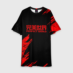 Платье клеш для девочки Perfectworld красные краски, цвет: 3D-принт