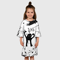 Платье клеш для девочки ЪУЪ съука текстура черный, цвет: 3D-принт — фото 2