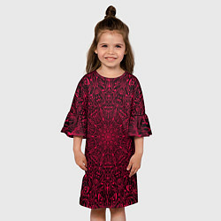 Платье клеш для девочки Мандала чёрно-розовый, цвет: 3D-принт — фото 2
