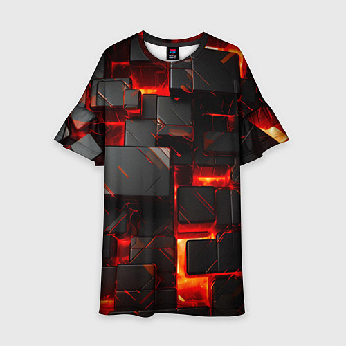 Детское платье Неоновые квадратики / 3D-принт – фото 1