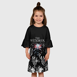 Платье клеш для девочки Ведьмак лого текстура, цвет: 3D-принт — фото 2