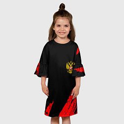 Платье клеш для девочки Россия герб краски красные, цвет: 3D-принт — фото 2