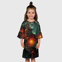 Платье клеш для девочки Объемная текстура и лава, цвет: 3D-принт — фото 2