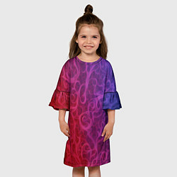 Платье клеш для девочки Вихревые узоры на градиенте, цвет: 3D-принт — фото 2