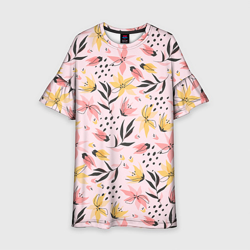 Детское платье Абстрактный паттерн с цветами / 3D-принт – фото 1