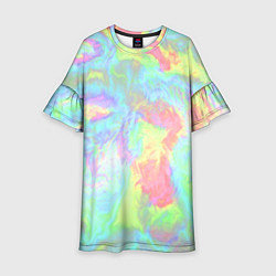 Платье клеш для девочки Абстракция смесь красок, цвет: 3D-принт