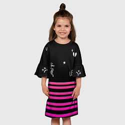 Платье клеш для девочки Lil Peep розовые полосы, цвет: 3D-принт — фото 2