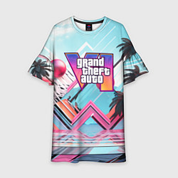 Детское платье Gta 6 логотип в стиле vice city