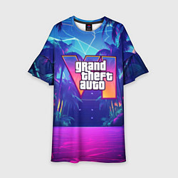 Детское платье Gta 6 логотип в стиле ночного vice city