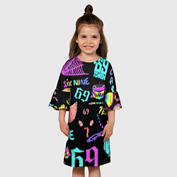 Платье клеш для девочки 6ix9ine logo rap bend, цвет: 3D-принт — фото 2