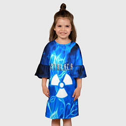 Платье клеш для девочки Stalker голубой огонь припяти, цвет: 3D-принт — фото 2