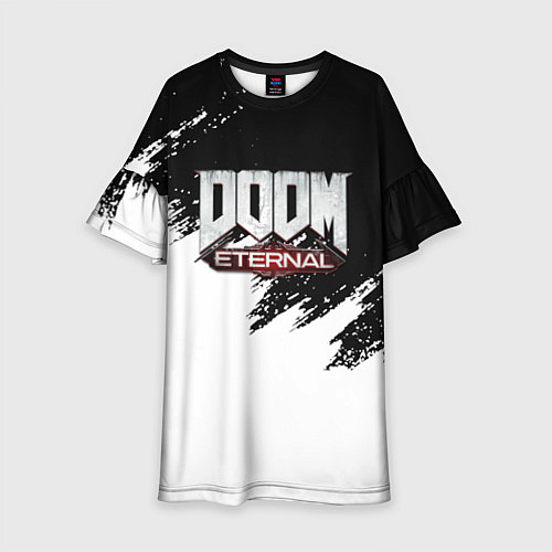 Детское платье Doom eternal белые краски / 3D-принт – фото 1