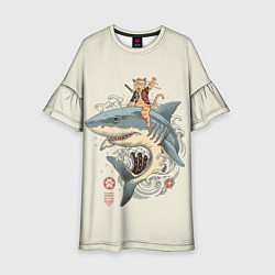 Детское платье Кот якудза верхом на акуле