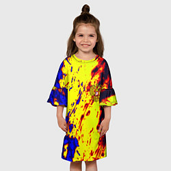 Платье клеш для девочки Герб РФ огненный стиль текстура, цвет: 3D-принт — фото 2