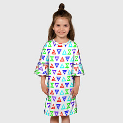 Платье клеш для девочки Ведьмак логотипы паттерн, цвет: 3D-принт — фото 2