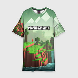 Платье клеш для девочки Minecraft logo квадратный мир игры, цвет: 3D-принт
