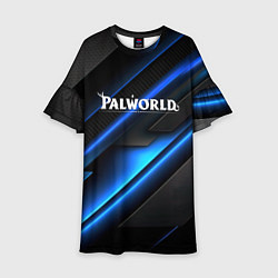 Детское платье Palworld logo blue neon abstract