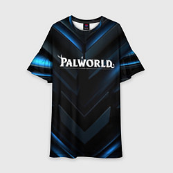 Детское платье Palworld logo blue neon abstract black