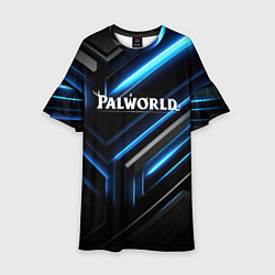 Детское платье Palworld logo black blue neon abstract