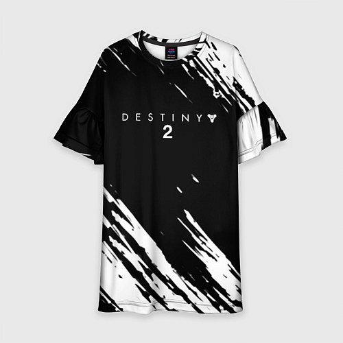 Детское платье Destiny краски чёрно белые / 3D-принт – фото 1