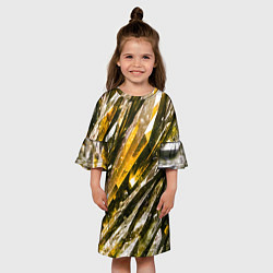 Платье клеш для девочки Драгоценные кристаллы жёлтые, цвет: 3D-принт — фото 2