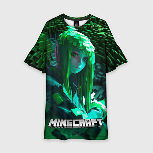 Детское платье Minecraft девушка зеленый мир / 3D-принт – фото 1
