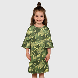 Платье клеш для девочки Акулы - камуфляж, цвет: 3D-принт — фото 2